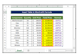 how to insert excel table into word