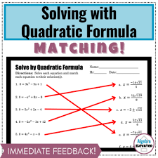 Quadratic Formula Matching Worksheet