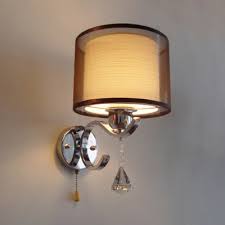 Cylindrical Indoor Wall Light Fixture Fabric 1 Light Modern Style Sconce Lighting With Clear Crystal Beautifulhalo Com