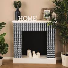Black Starry Tile Stickers Fireplace
