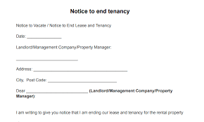 notice to end tenancy template