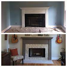 fireplace mantle makeover by tiling