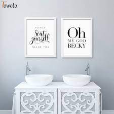 Pictures of popular 2018 bathroom wall decor ideas, best bath decorations and diy decorating start transforming an outdated bathroom wall decor with our easy plans and pictures for dream. Funny Sign Posters Nursery Quotes Prints Minimalist Canvas Painting Modern Wall Art Decoration Pictures Bathroom Wall Decor Painting Calligraphy Aliexpress