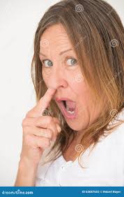 Naughty Woman Nose Picking Finger Stock Photo - Image of caucasian, adult:  63087652