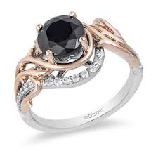 Enchanted Disney Villains Maleficent 2 Ct T W Enhanced Black Diamond Thorn Engagement Ring In 14k Two Tone Gold
