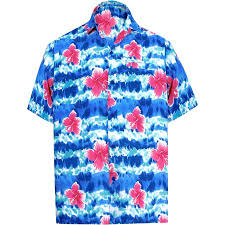 Hawaiian Shirt Mens Beach Aloha Camp Party Holiday Short Sleeve Button Up Down Hibiscus Floral Print H