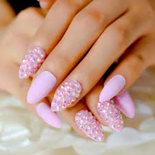 3d pink short sti press on nails