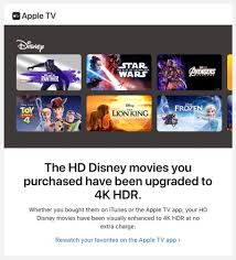 Prime members enjoy free delivery and exclusive access to music, movies, tv shows, original audio series, and kindle books. Apple Upgrading Itunes Disney Movie Purchases To 4k Hdr Macrumors