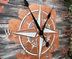 Rustic Loft Nautical Compass Wall Clock