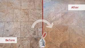 pitted travertine floor gets red