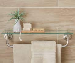 Glass Shelf With Towel Bar Bathroom