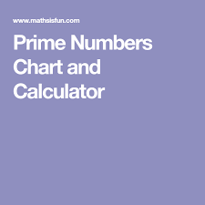 Prime Numbers Chart And Calculator Kids School Stuff