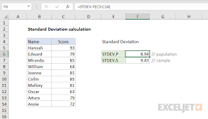 standard deviation calculation excel