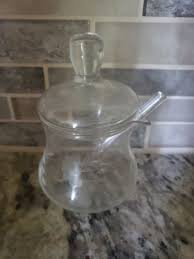 Vintage Glass Sugar Bowl With Glass