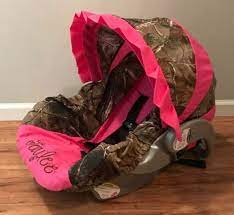 Camo Fabric With Pink Car Seat Cover