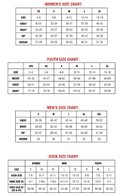 Size Chart For Hot Chillys Clothing And Socks