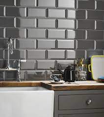 grey kitchen wall tile beveled metro