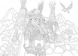 Coloring pages printable for adults page staying free. Native American Indian Apache Woman Coloring Page Colouring Picture Adult Coloring Book Idea Freehand Sketch Drawing Vector Illustration Premium Vector In Adobe Illustrator Ai Ai Format Encapsulated Postscript Eps Eps Format