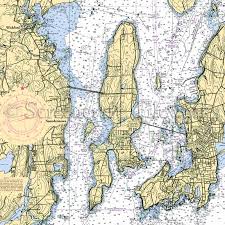 Rhode Island Saunderstown Wickford Conanicut Nautical Chart Decor