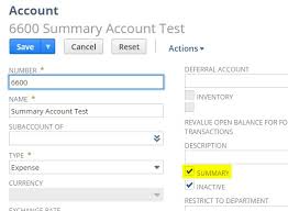 Netsuite Adds Summary Accounts To The Chart Of Accounts