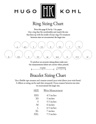 Ring Bracelet Sizing Chart