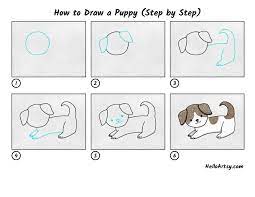 how to draw a puppy step by step