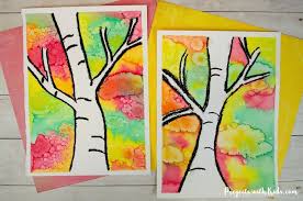 Easy Watercolor Resist Birch Tree