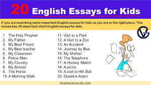 20 english essays for kids short