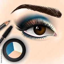 beautiful eye with makeup accessories