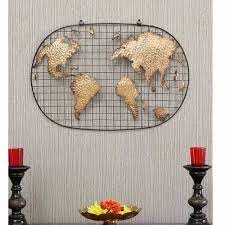 World Map Frame Oval Metal Wall Art