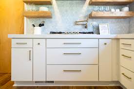 kitchen with modern slab door cabinets