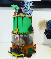 two tier dinosaurs theme cake
