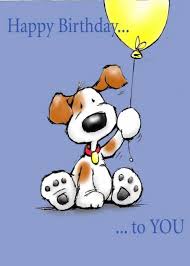 Happy Birthday Card Cute Puppy Dog Holding Yellow Balloon | eBay