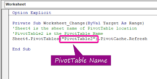 update a pivot table automatically