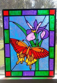Iris Stained Glass Window Panel