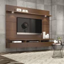 brown 6 8 feet wooden wall tv unit