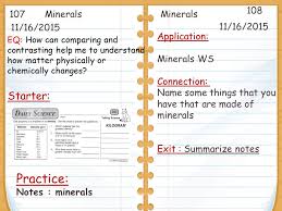 11 16 2015 Starter 11 16 Minerals Practice Notes