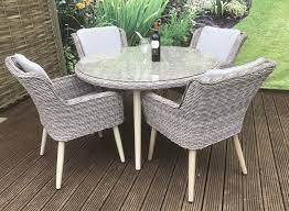 4 Chair Round Table Garden Dining Set
