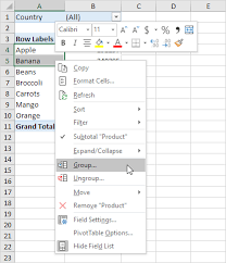 group pivot table items in excel