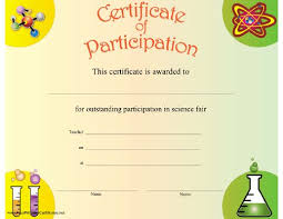 Free Science Fair Participation Certificate Template Science
