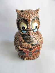 Vintage Cookie Jar Owl Student Ceramic