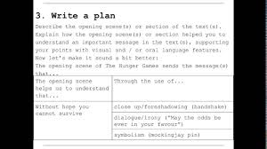  how to write a visual text essay the hunger games writing a plan 
