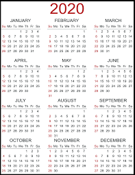 Free 2020 Yearly Printable Calendar Template Calendar Wine