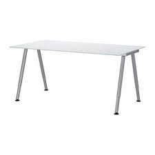 Galant Desk White Glass A Shaped Leg