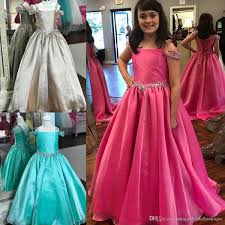Fuchsia Blue 2019 Straps Neck Ritzee Girls Pageant Dresses With Sash Beaded Formal Event Holiday Birthday Party Wear Gowns Custom Made Pageant Dresses