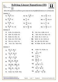 Solving Equations Maths Worksheet