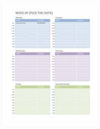 free weekly calendar templates on