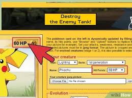 Chose you creature's name, its hits points, use browse and upload buttons to replace the pokémon's image by your own image (with your picture for example). How To Make A Pokemon Card With Pictures Wikihow