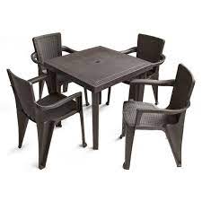 As a leading wholesale furniture supplier in australia, our products are 100% genuine and we assure top quality. Mq 5 Piece Plastic Resin Outdoor Dinning Set In Espresso Set Mq400 The Home Depot