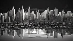 hd 3d render of a monochrome cityscape